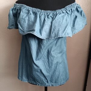 Blue Off-Shoulder Top